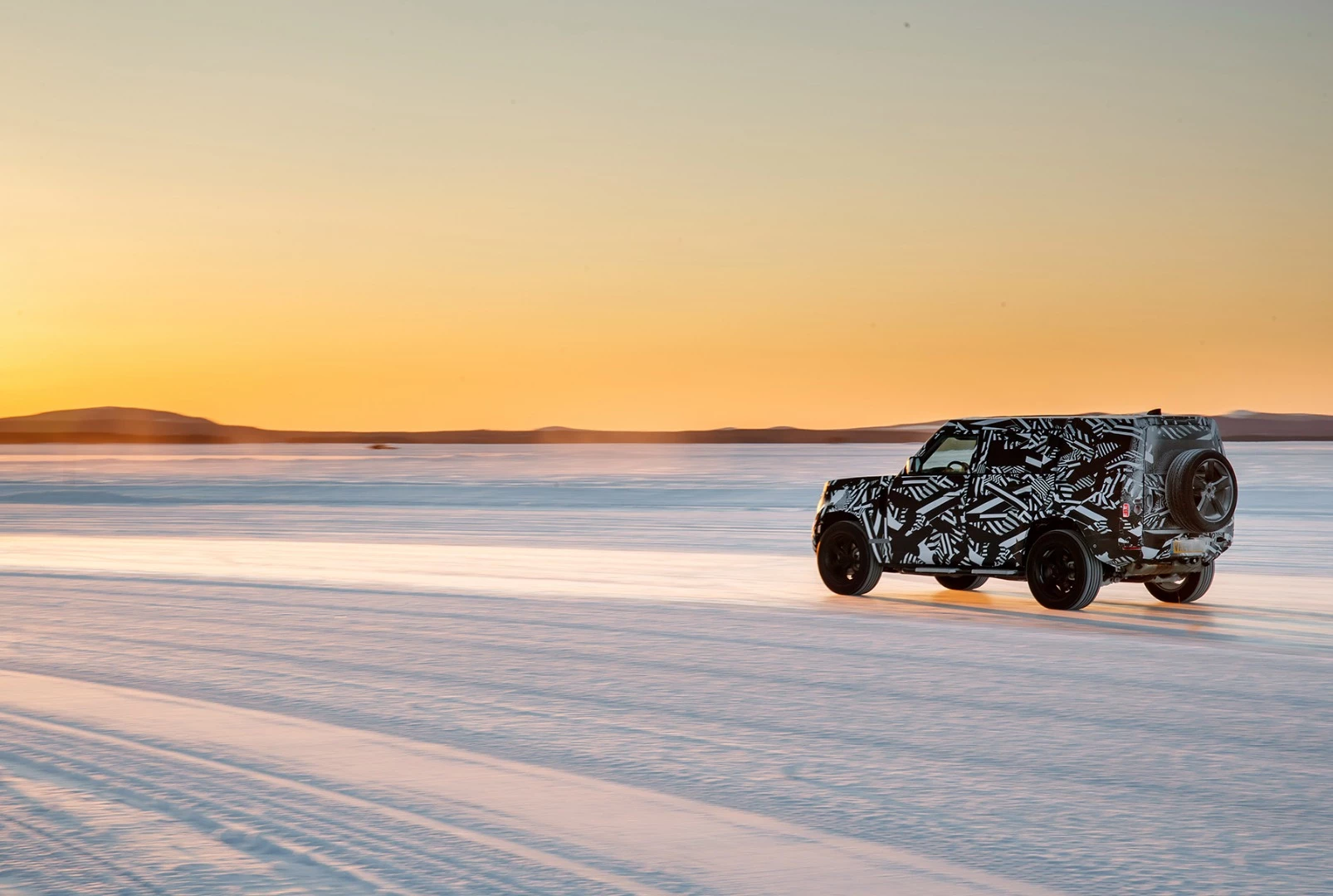 The prototype Land Rover Defender during trials in the Arctic