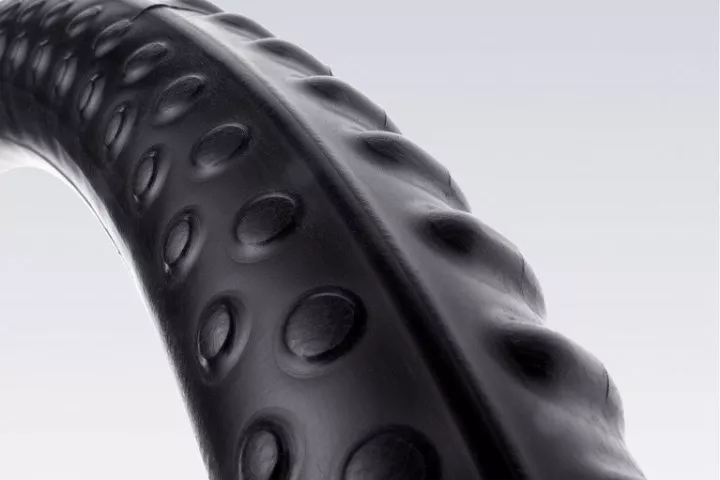 The uniquely shaped and textured Michelin Protek Max bicycle inner tube is said to compress punctures closed, instead of blowing them open