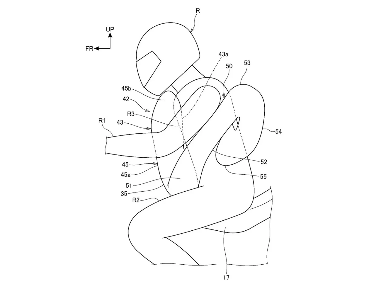 A crotch-firing detachable airbag system would extend up under the arms to wrap around and protect the back, potentially liquefying all genitals in its path