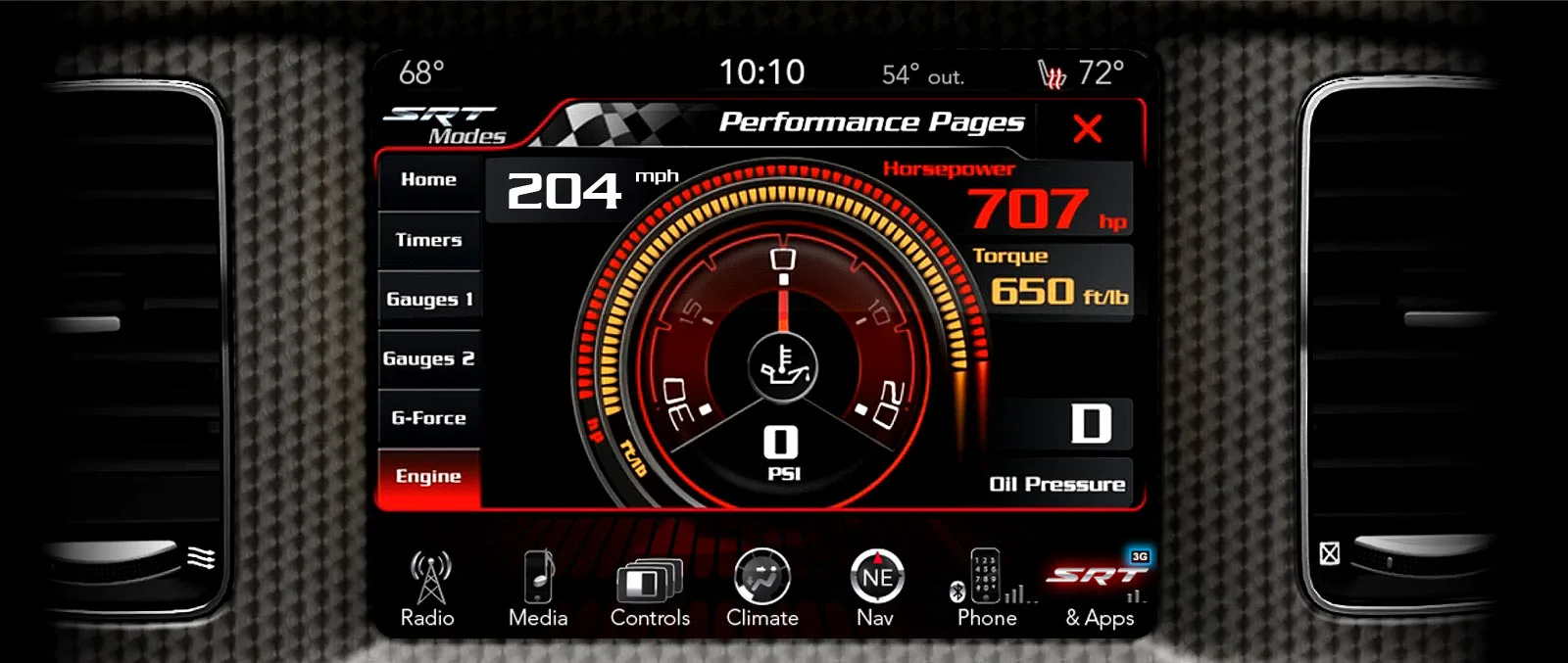 The center digital display