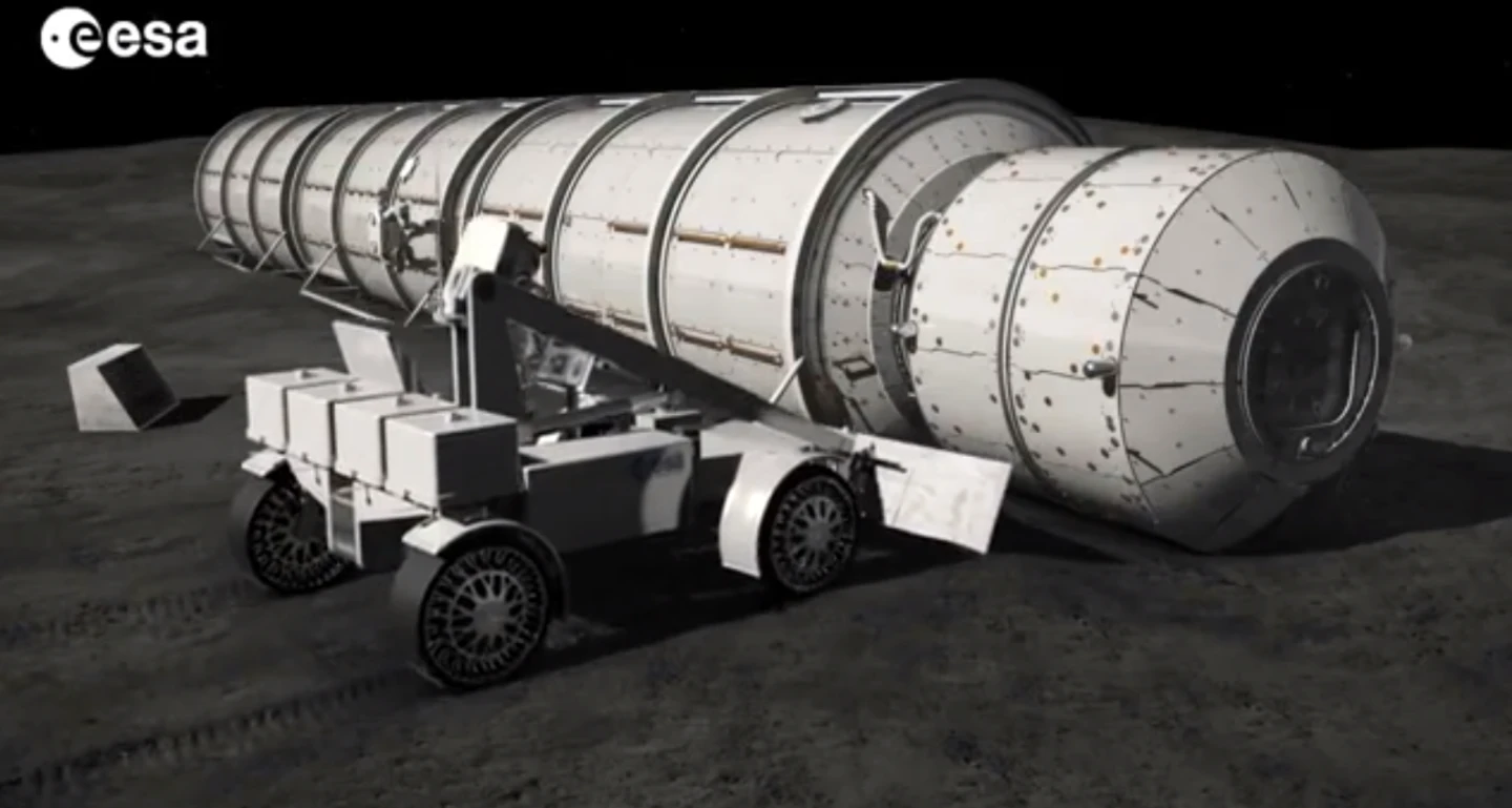 Robot pushing dirt to form a foundation for the module
