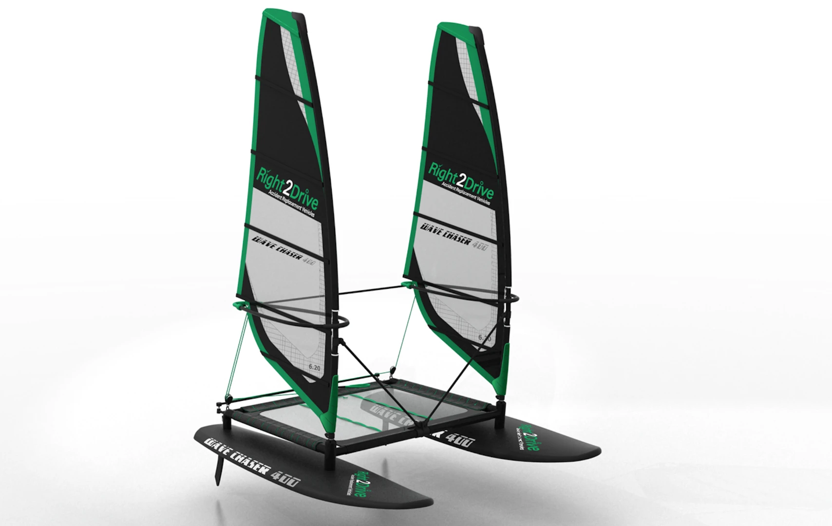 The Wave Chaser is designed to blend the best of catamaran and windsurfing design