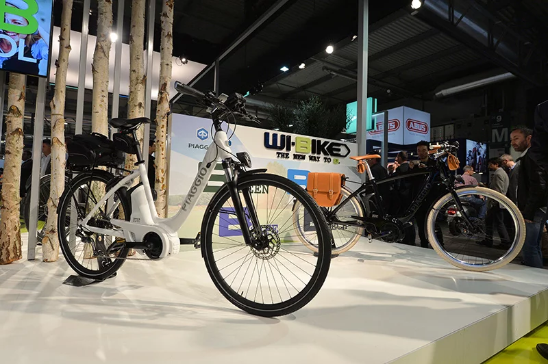 Piaggio Wi-Bikes on display at last week's EICMA in Milan, Italy