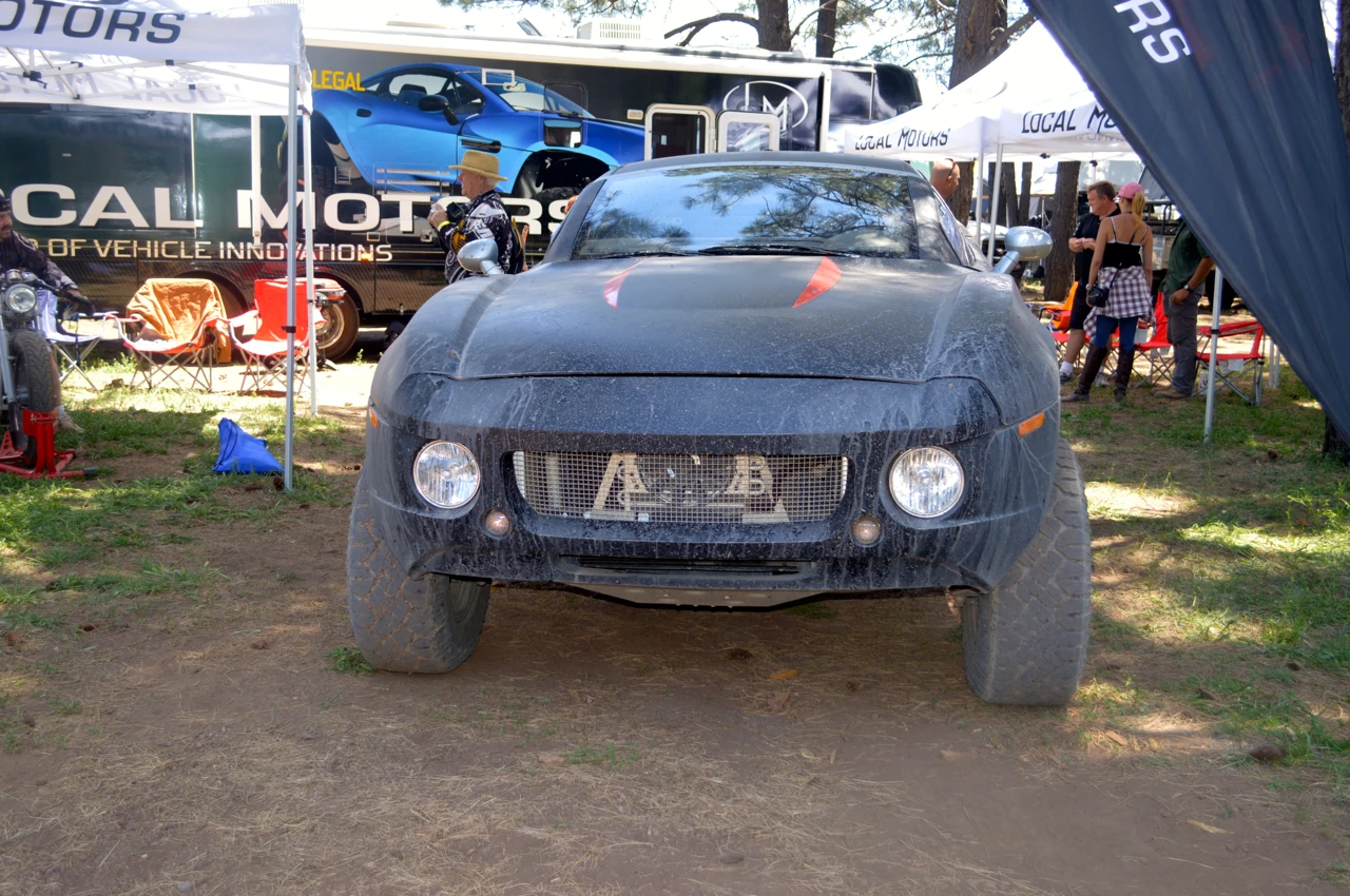 The Rally Fighter is planted on a tubular steel space frame