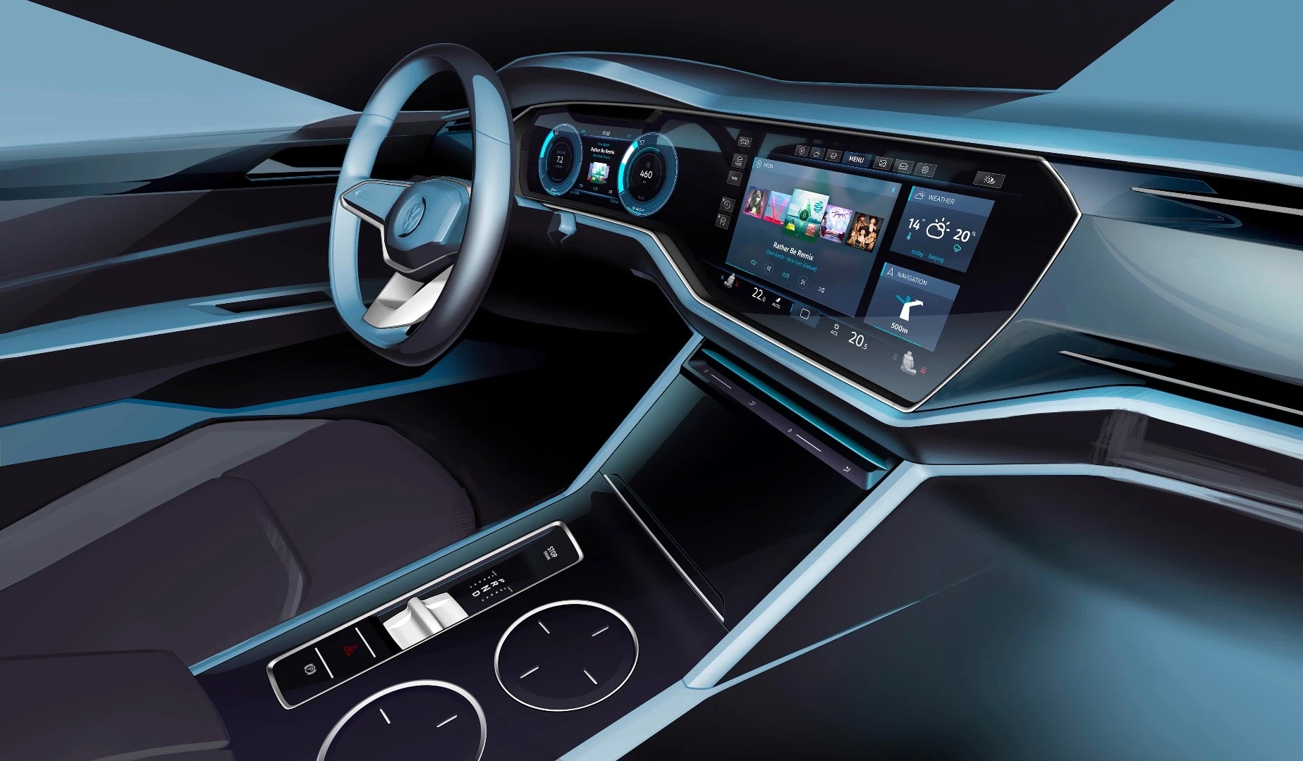 The T-Prime includes a shift-by-wire controller and steering wheel with digital inputs