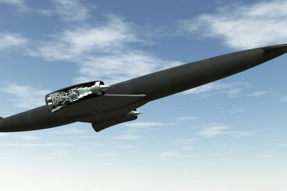 A rendering of SKYLON in flight, showing the SABRE engine