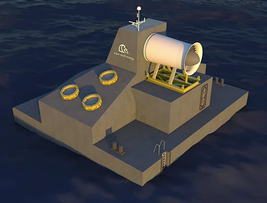 Wave Swell Energy's device will be housed inside a concrete structure that measures 20 x 20 x 18 m (66 x 66 x 59 ft)