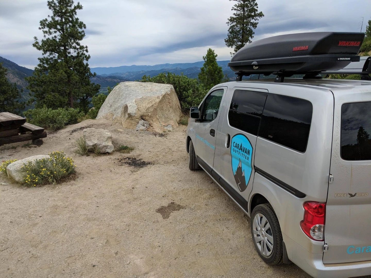Enjoying the views in the Free Bird camper van