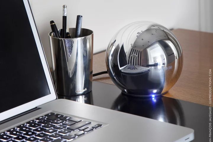 The LaCie Sphère hard drive is the result of a collaboration with Christofle