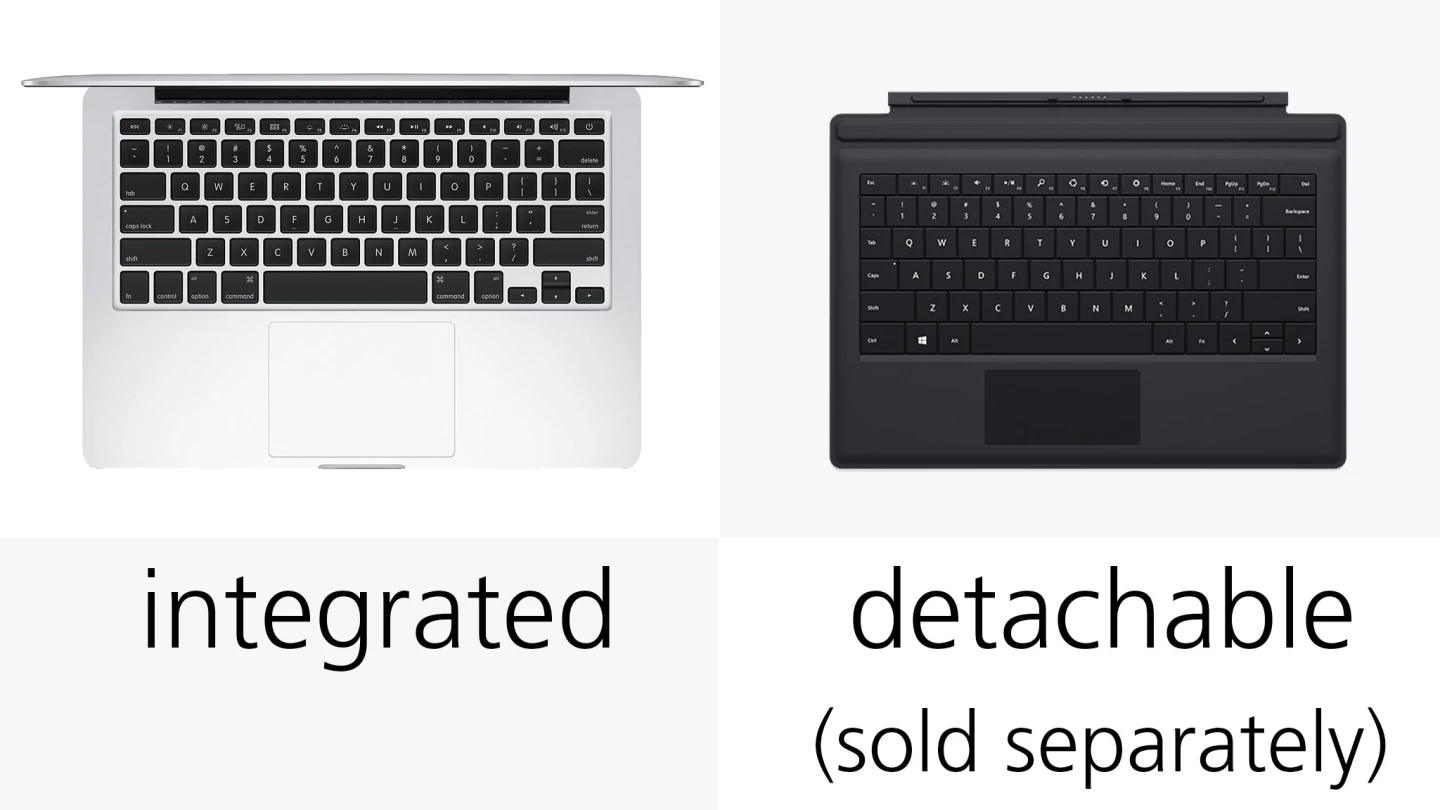Just to be crystal clear, we're dealing with a dedicated notebook (with integrated keyboard) and a transforming tablet (with detachable keyboard)