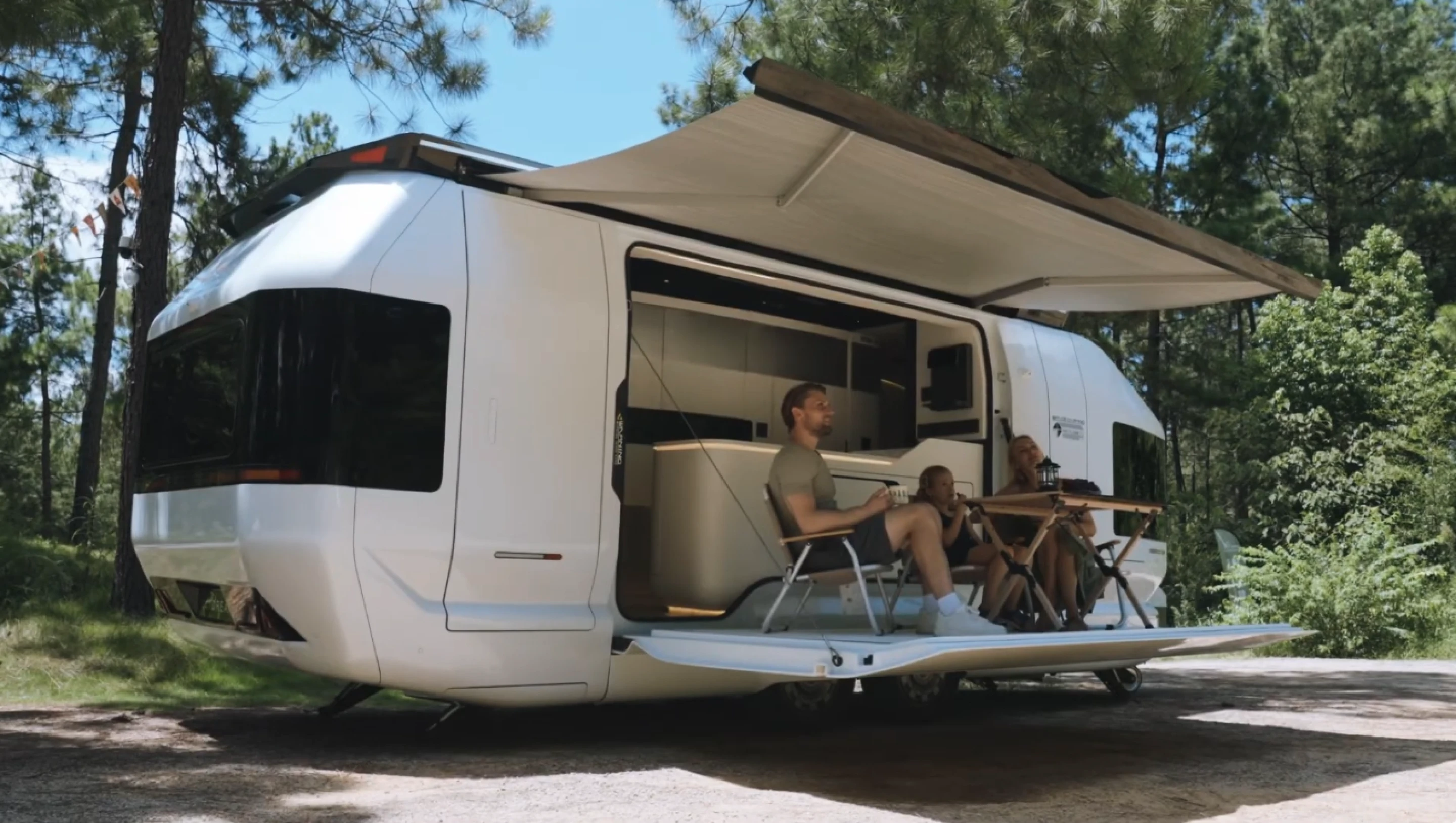 Southern Sky Rv Skydream space-age travel trailer makes camp at the push of a button
