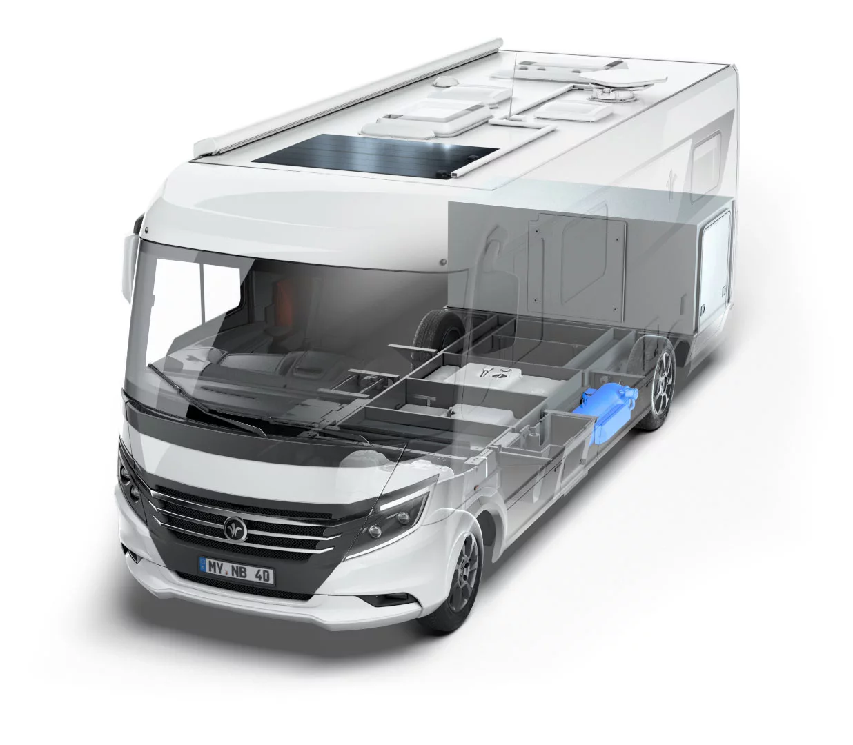 Storage capacity is also a focus of the iSmove construction, highlighted by the pass-through garage built under the bed