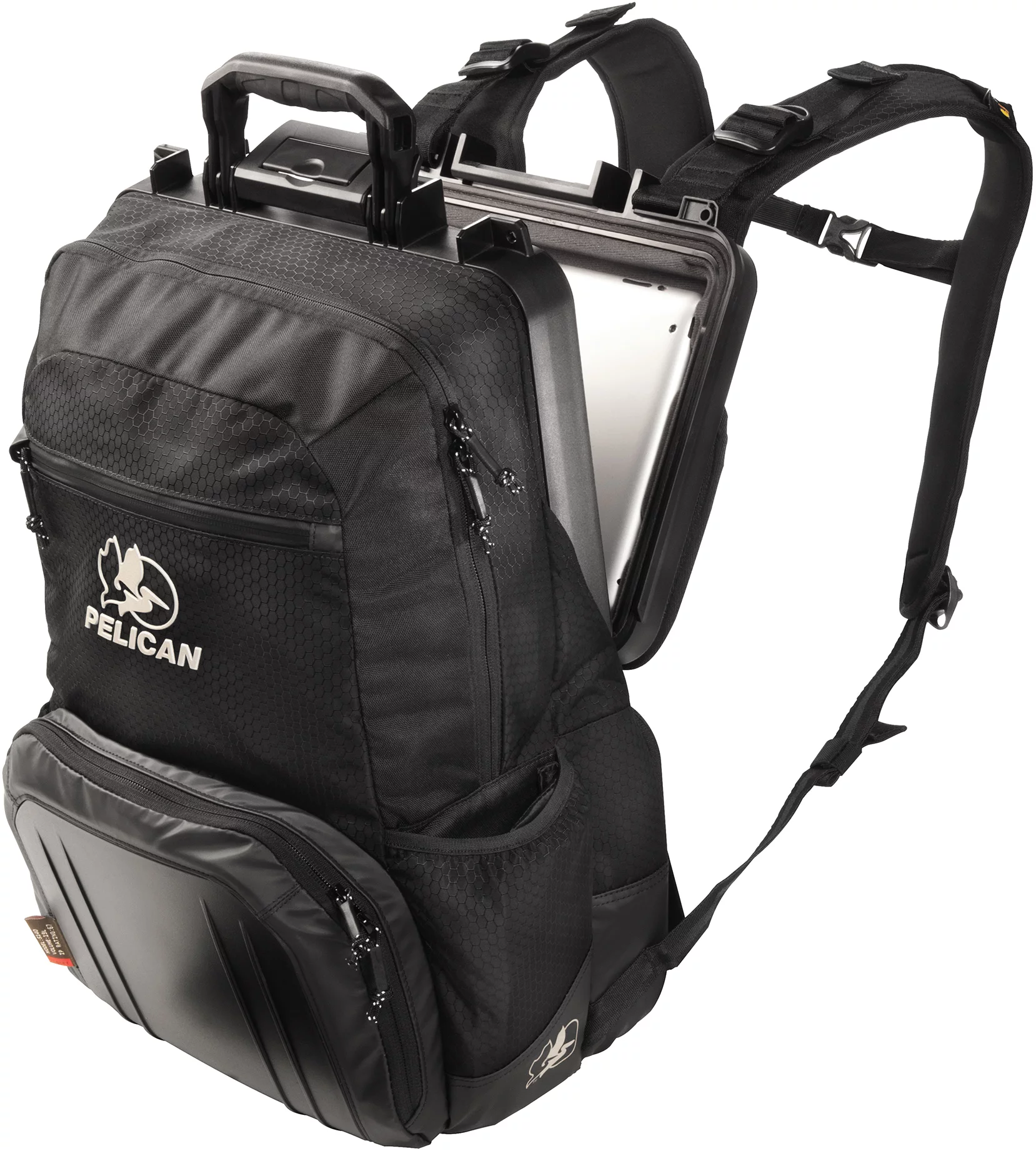 The ProGear S140 Elite Tablet Backpack with a Pelican hard case designed to accommodate tablets, notebooks or small netbooks