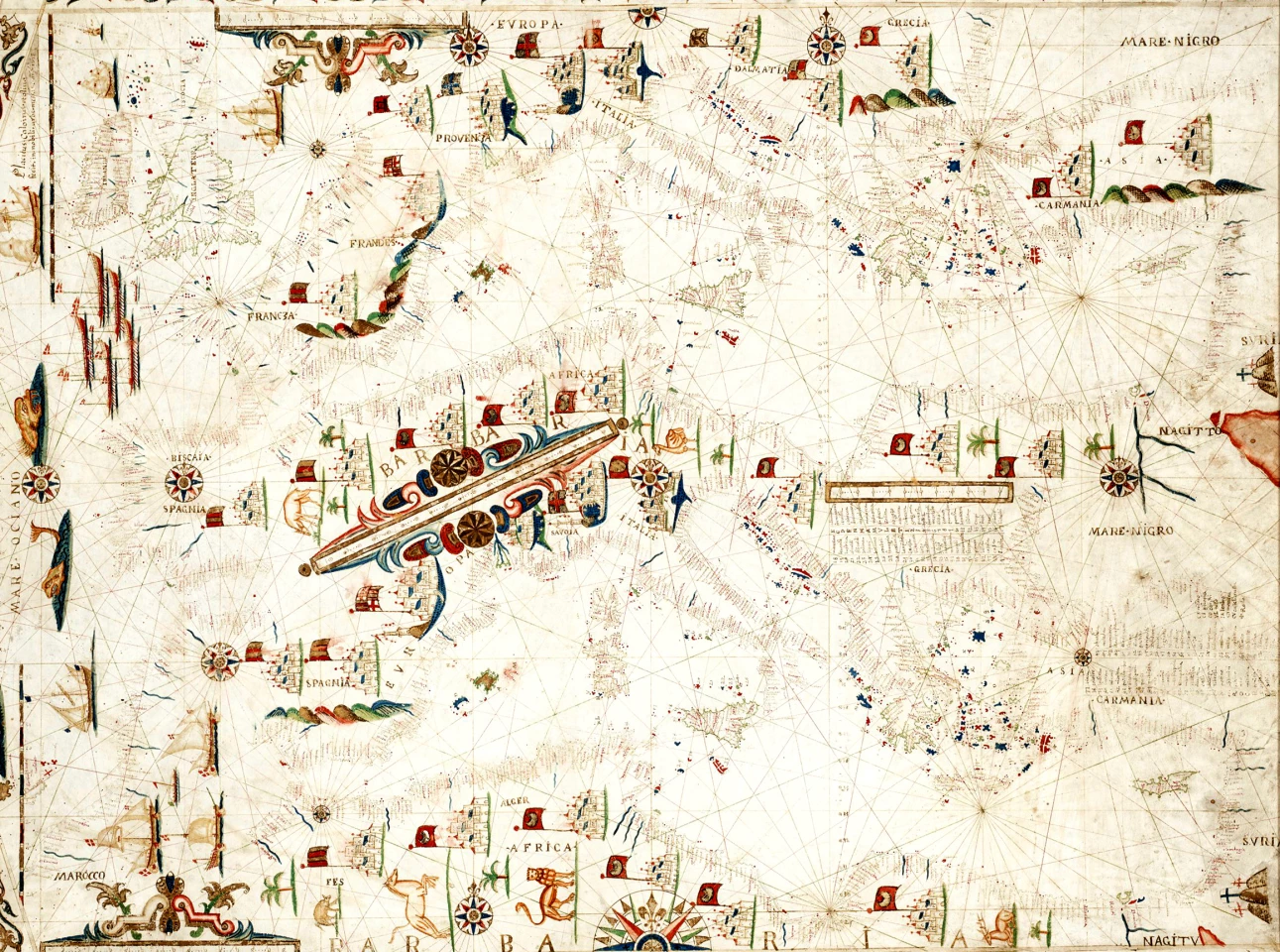 The Portolan Chart of the Mediterranean by Placido Caloiro Y Oliva and Joan Oliva (1617) sold for $112,500 at Christie’s on October 16, 2020