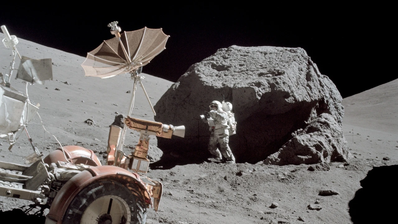 Astronaut Harrison Schmitt during extravehicular activity as part of the Apollo 17 mission