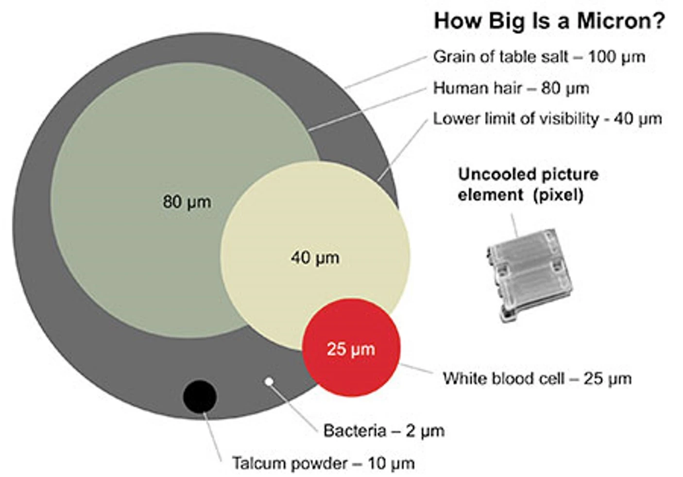 Scale of a microbolometer