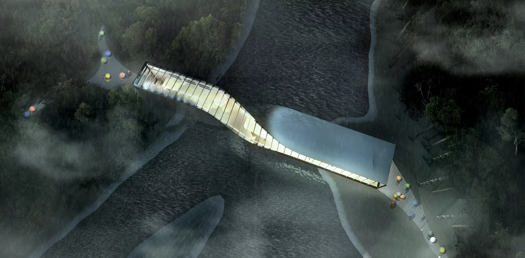 The 1,400 sq m (15,100 sq ft) museum takes a rectangular form at either end