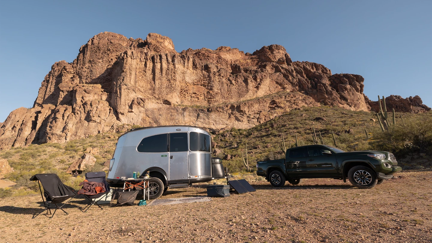 The Co-op Special Edition Basecamp trailer comes with Airstream's outdoor-oriented X-Package as standard