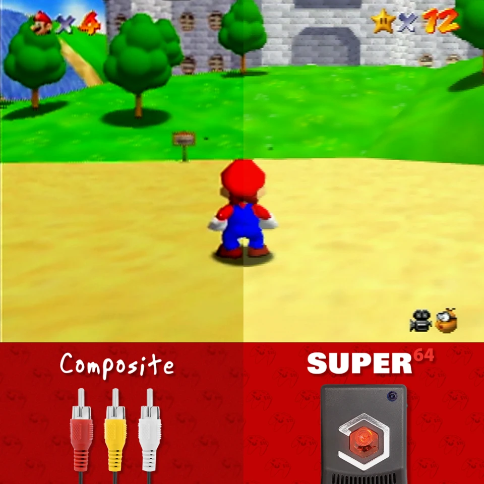 The Eon Super 64 upscales the image from 240p to 480p