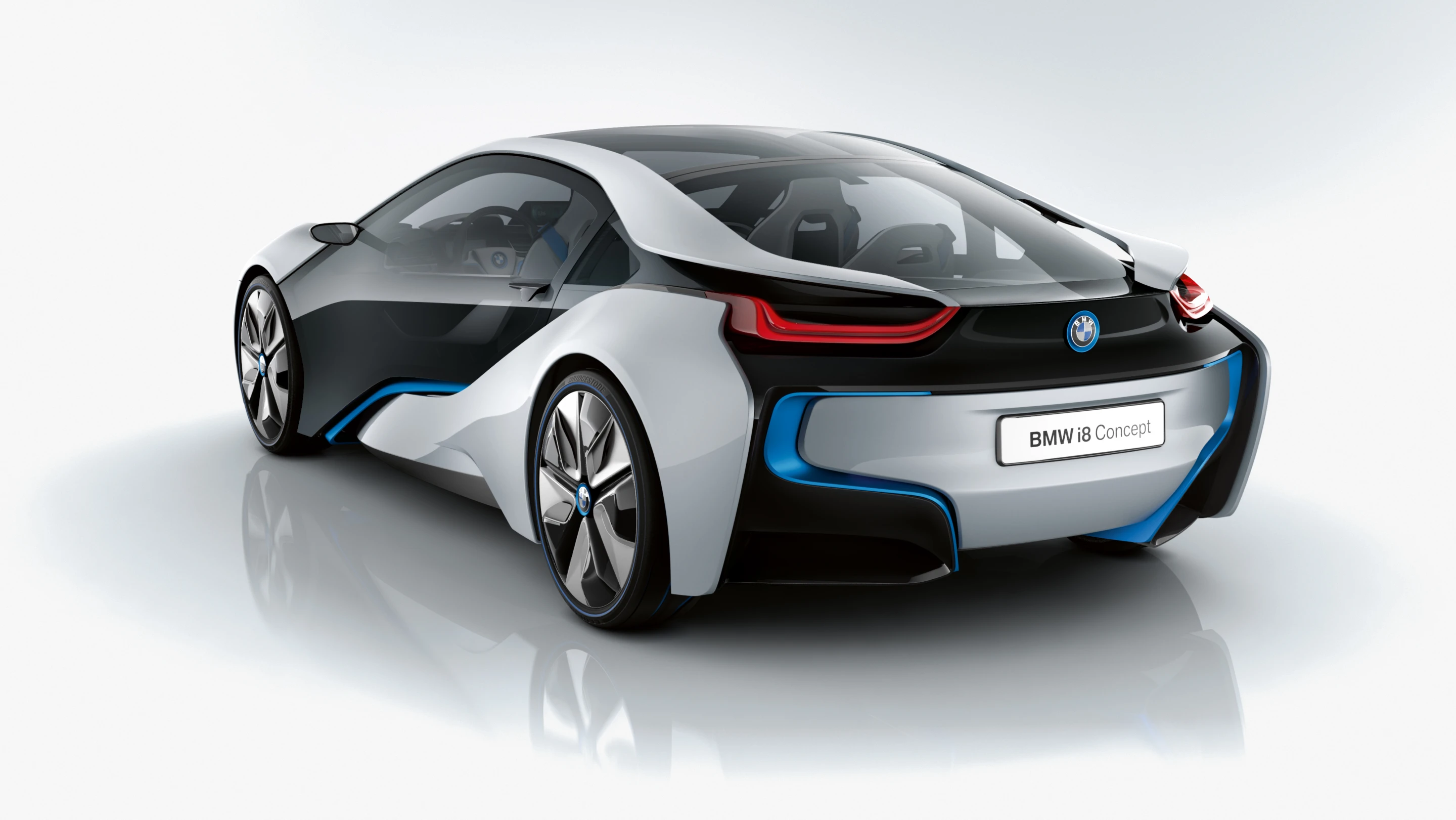 The i8 concept trades the turbodiesel for a 220-hp three-cylinder engine