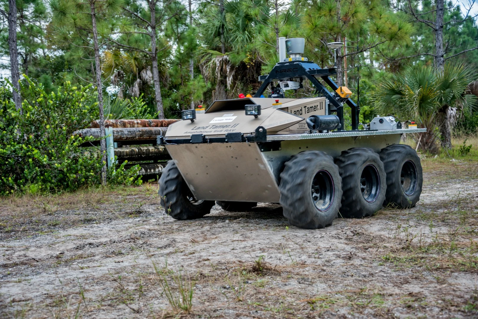 The ground vehicle autonomously navigating a six-mile (10 km) route