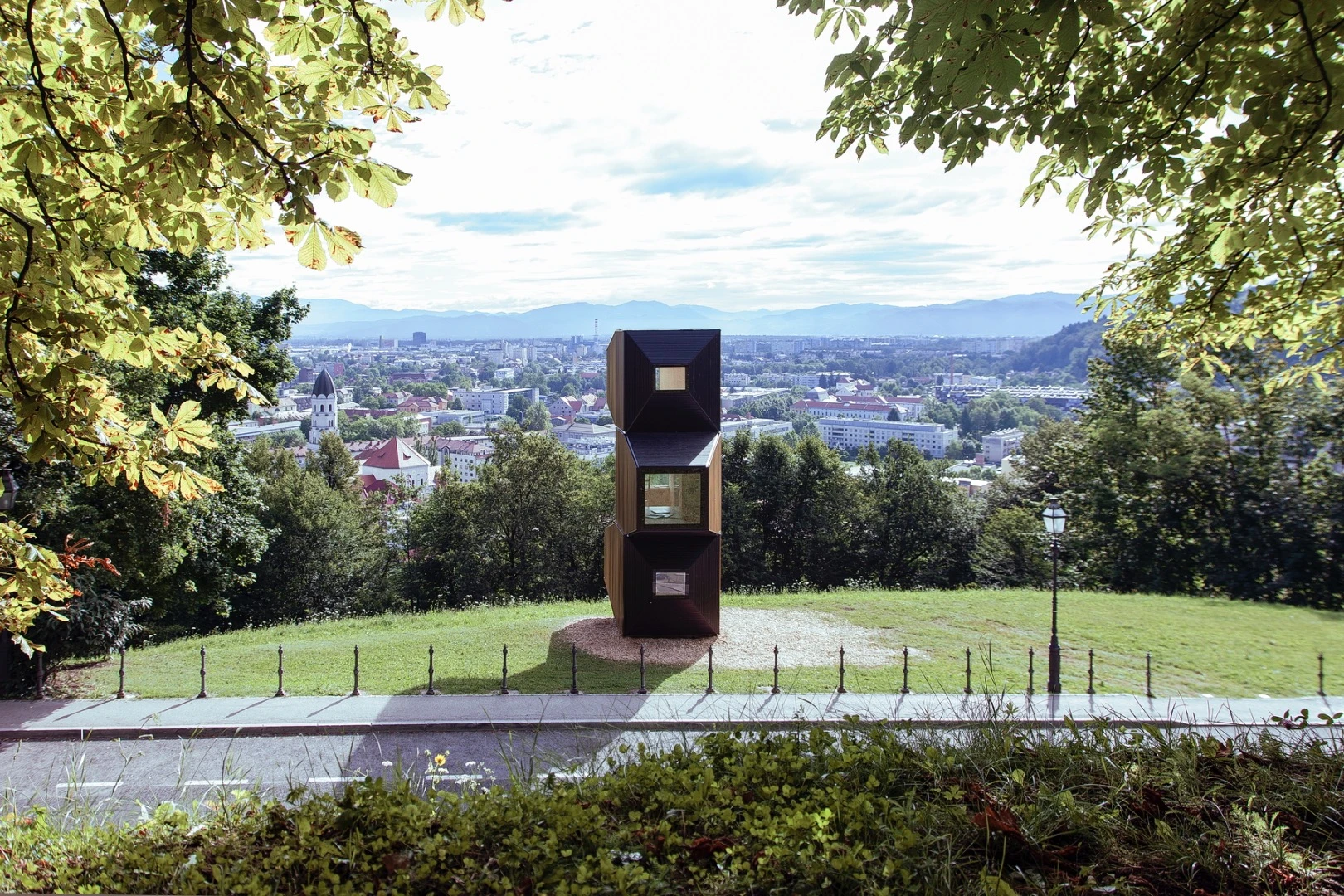 Living Unit on Ljubljana Castle was developed as a self-contained wooden shell that's flexible and can easily adapt to different locations and terrain