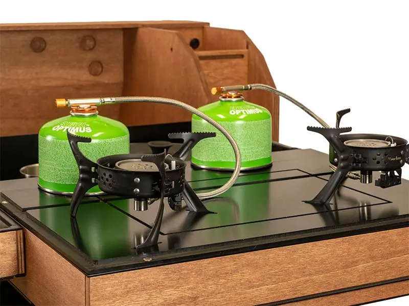 Ello uses compact Fox Heat Transfer cartridge stoves as a light, packable cooking solution
