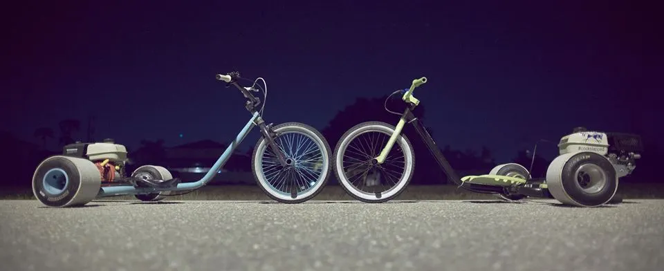 Tortuga is offering its gas-powered trike powder-coated in 10 colors: sea foam green, shocker yellow, tangerine with gold flake, white, black (gloss or matte), red, silver, green, bright coral and purple