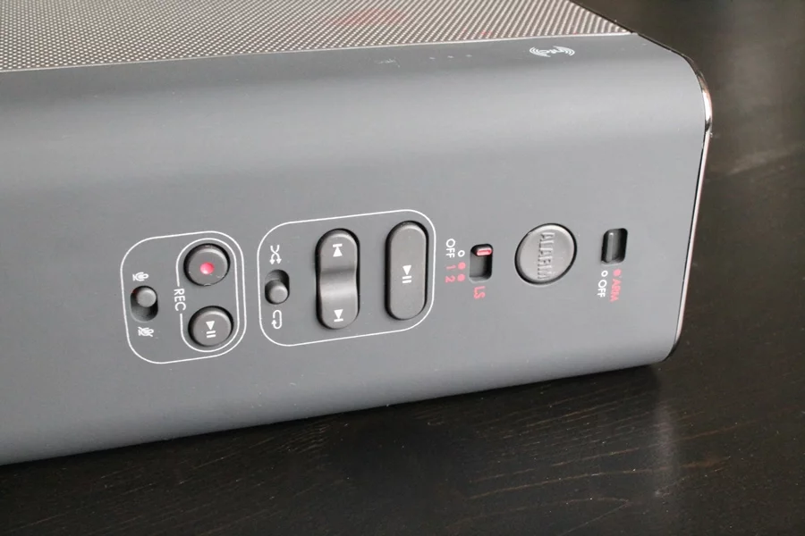 As well as controls for playing music from a Micro SD card, the Sound Blaster Roar has "Alarm" and "Life-saver" functions