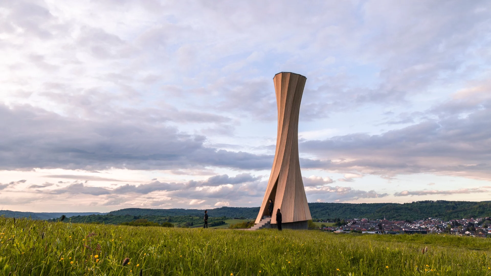 The teams says its Urbach Tower is the first structure in the world to use self-shaped building-scale components
