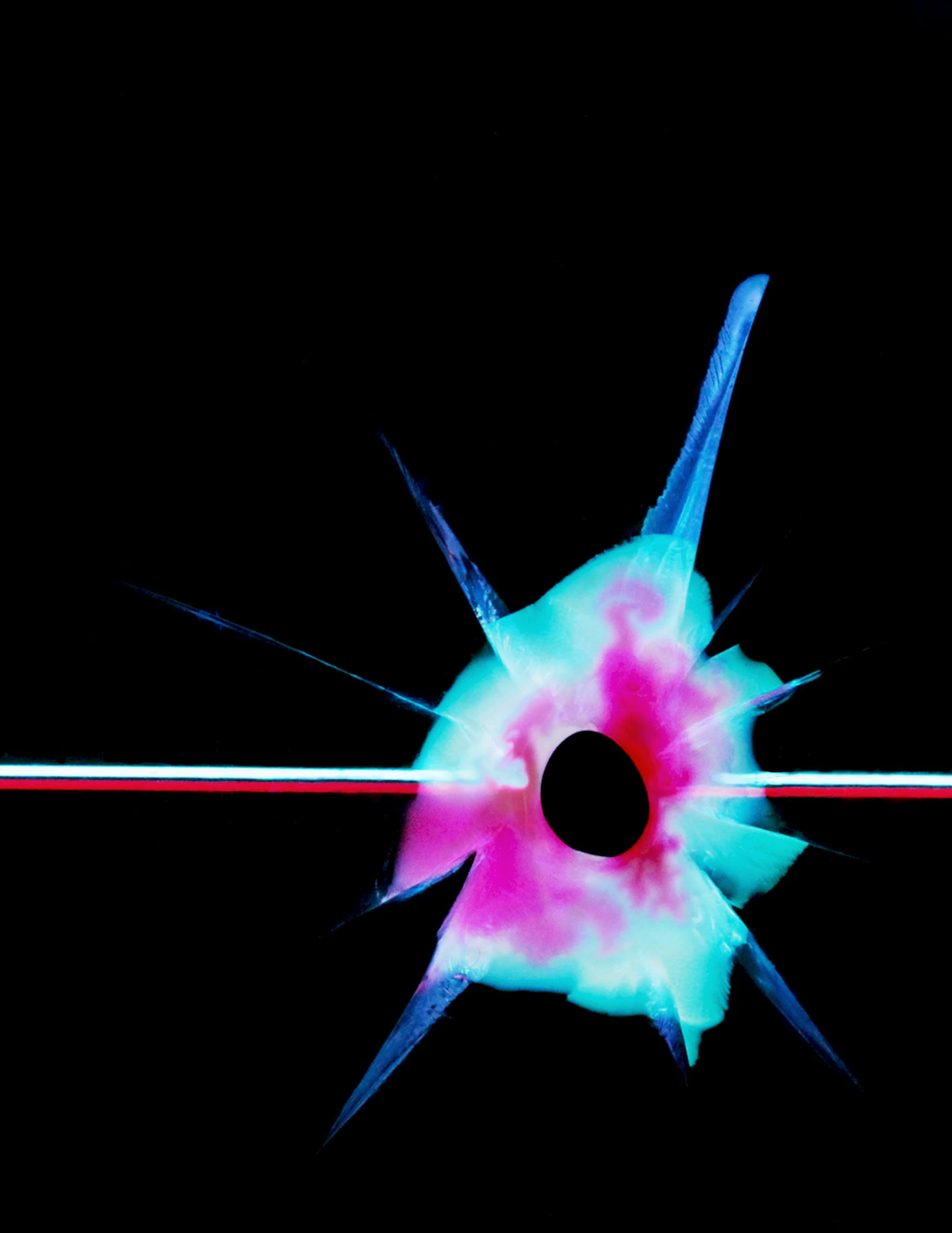 Regenerative gel forming in cracks as the two fluids mix to heal the damage