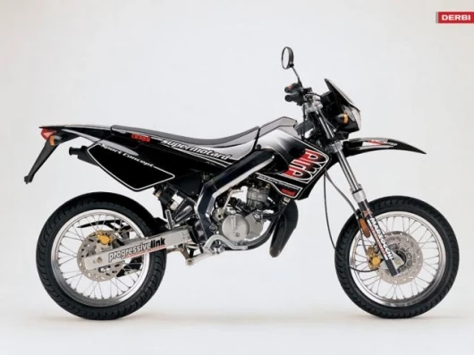 The petrol-engined Derbi Supermotard 50