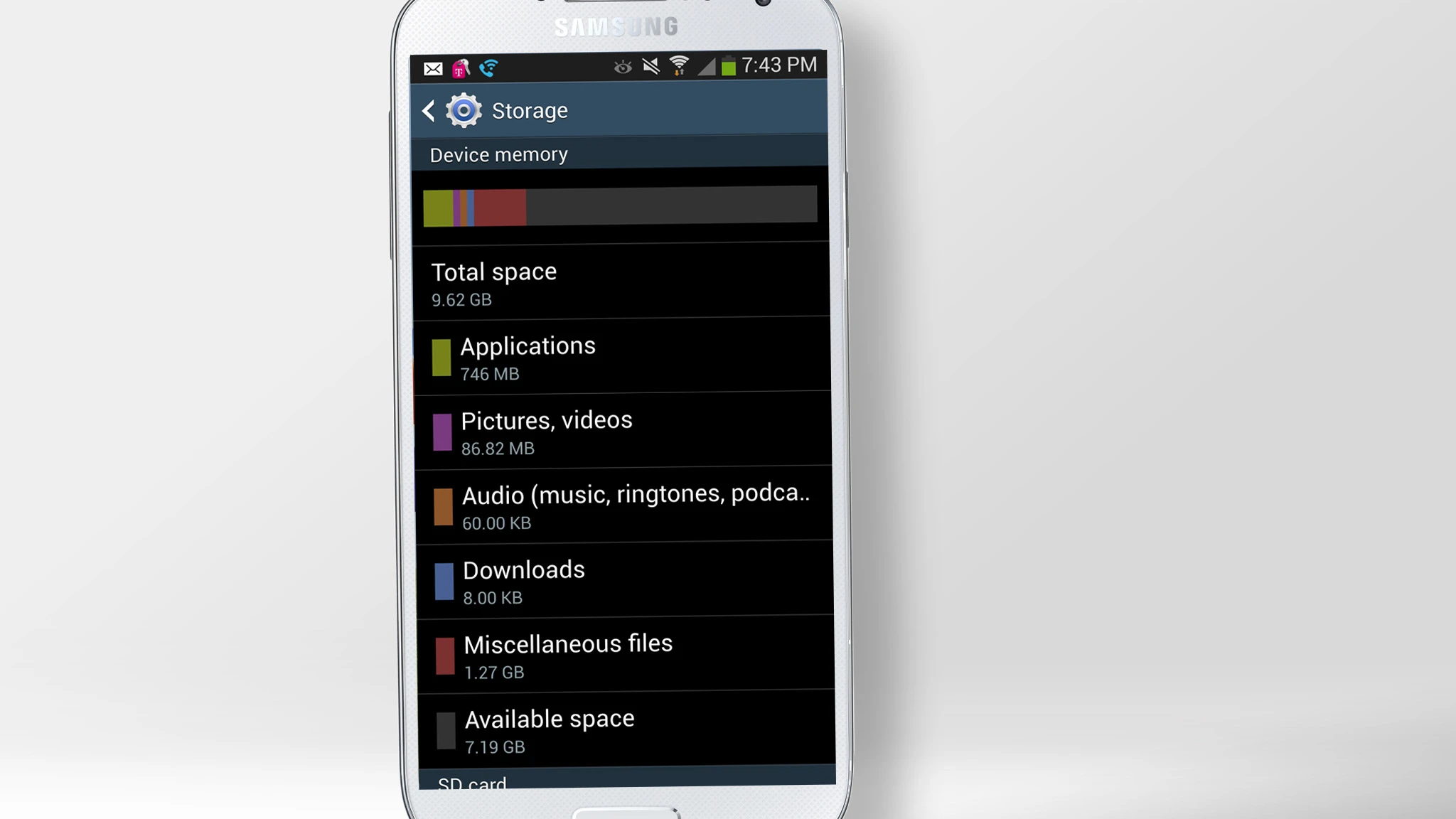 The GS4's storage is a bit cramped after you add all of TouchWiz's wacky software features