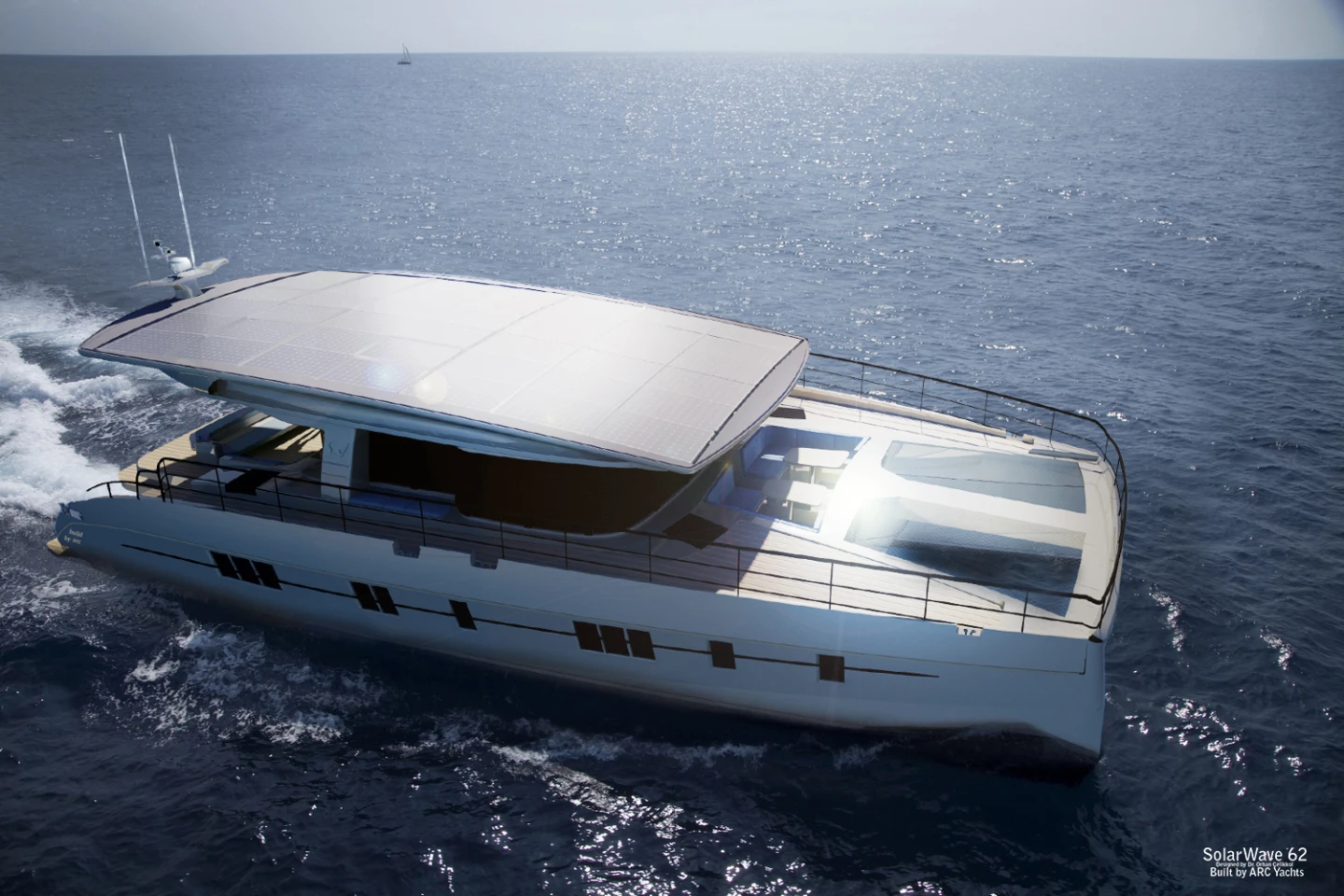 The Solarwave 62' has been achieved by combining designs from Dr. Orhan Celikkol with Michael Köhler's Solar Energy system