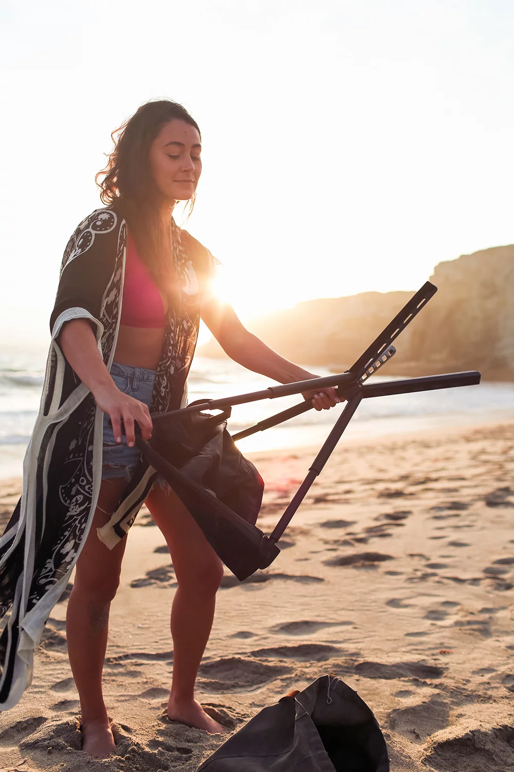 The Campster quickly unfolds and extends into full chair size