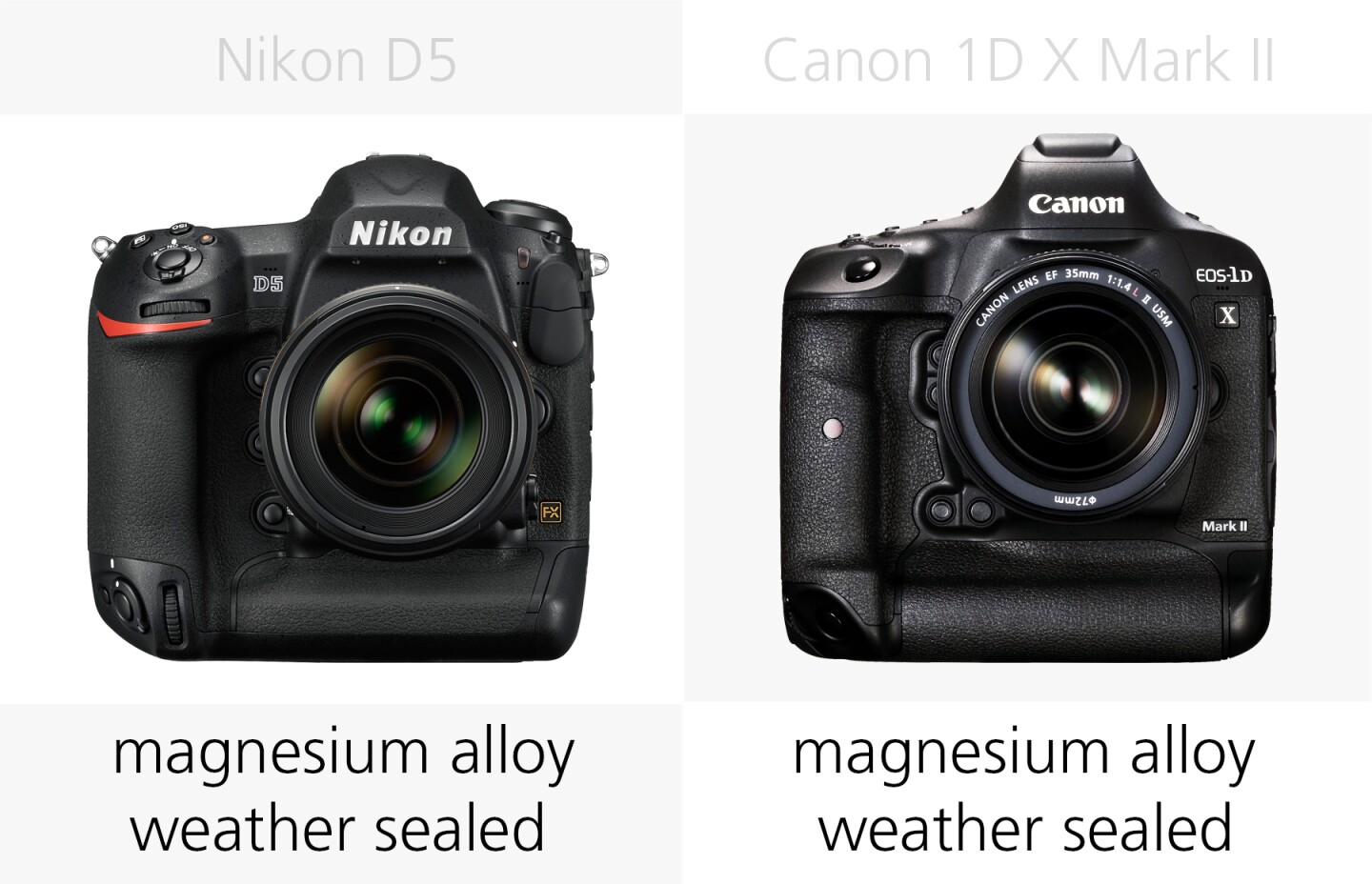 Build comparison of the Nikon D5 and Canon 1D X Mark II