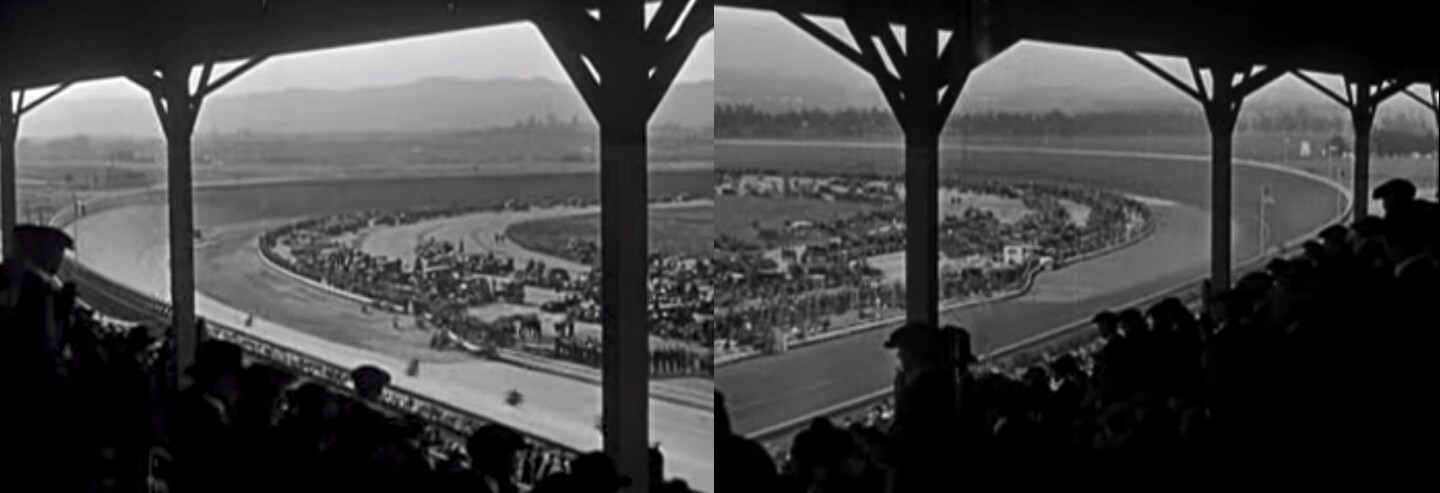 Board track racing from the grandstand. A screen grab from a very informative video about Board Track Racing in 1920. Be sure to watch the video at the foot of the page too.
