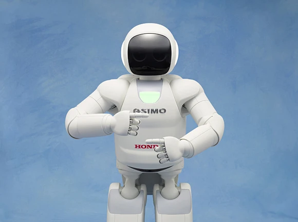 ASIMO making the Japanese sign language symbol for "sign language"