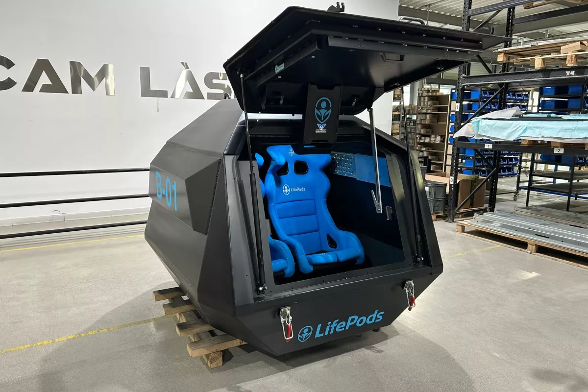 The LifePods B-01 is a protective capsule designed for immediate shelter on land
