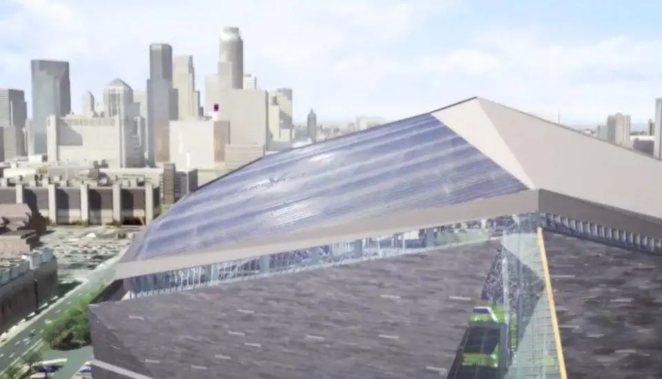 Close perspective of the stadium roof