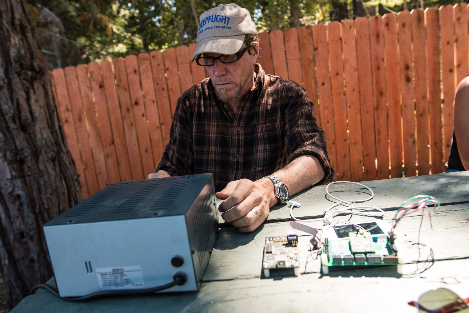 Deepflight's Chief Scientist Kip Laws furiously working away on stabilization software