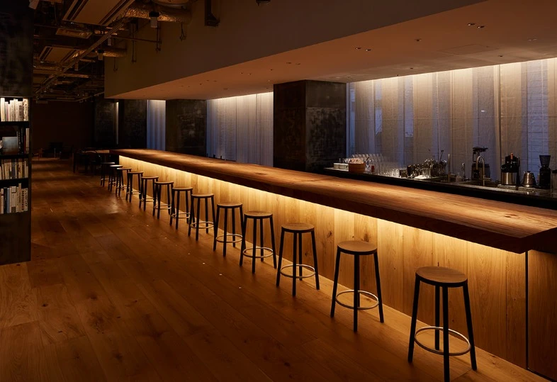 The Salon features a spacious bar counter of camphorwood