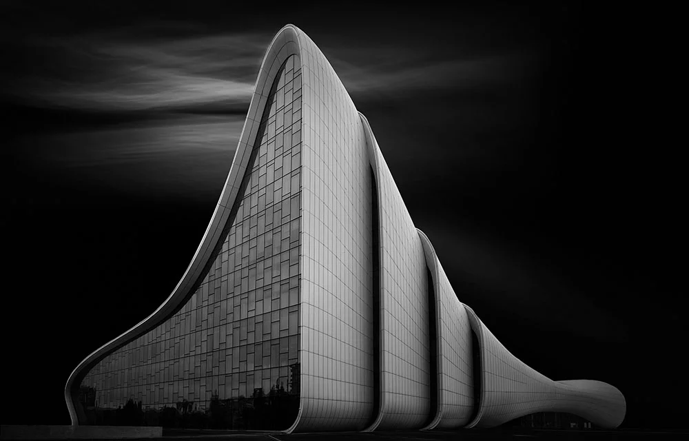 Honorable Mention, Long Exposure. Dear Zaha, abstract long-exposure examinations of Zaha Hadid architecture