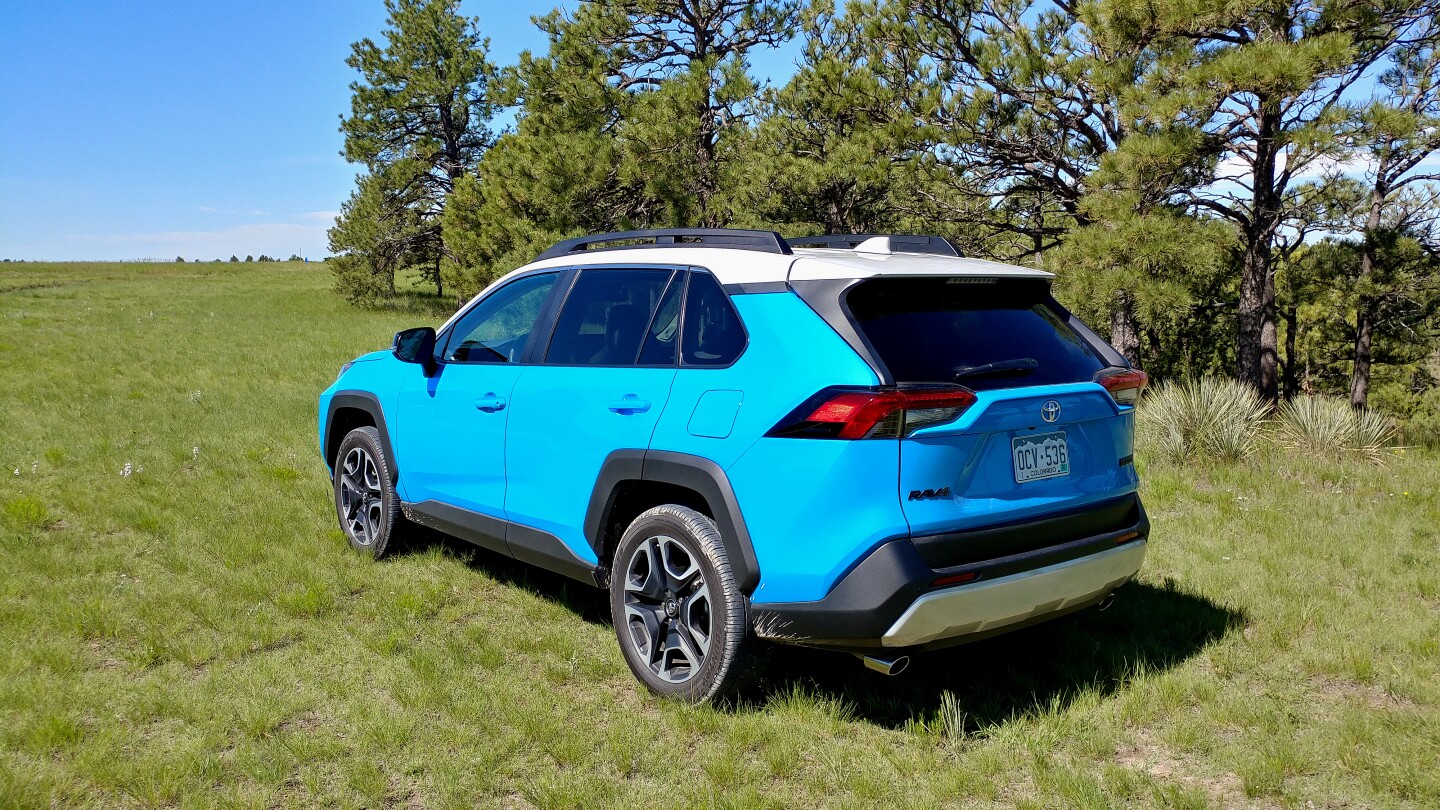 This aggressive new look for the RAV4 Adventure is accented by the less rounded rear hatch and stronger lines across the bodywork