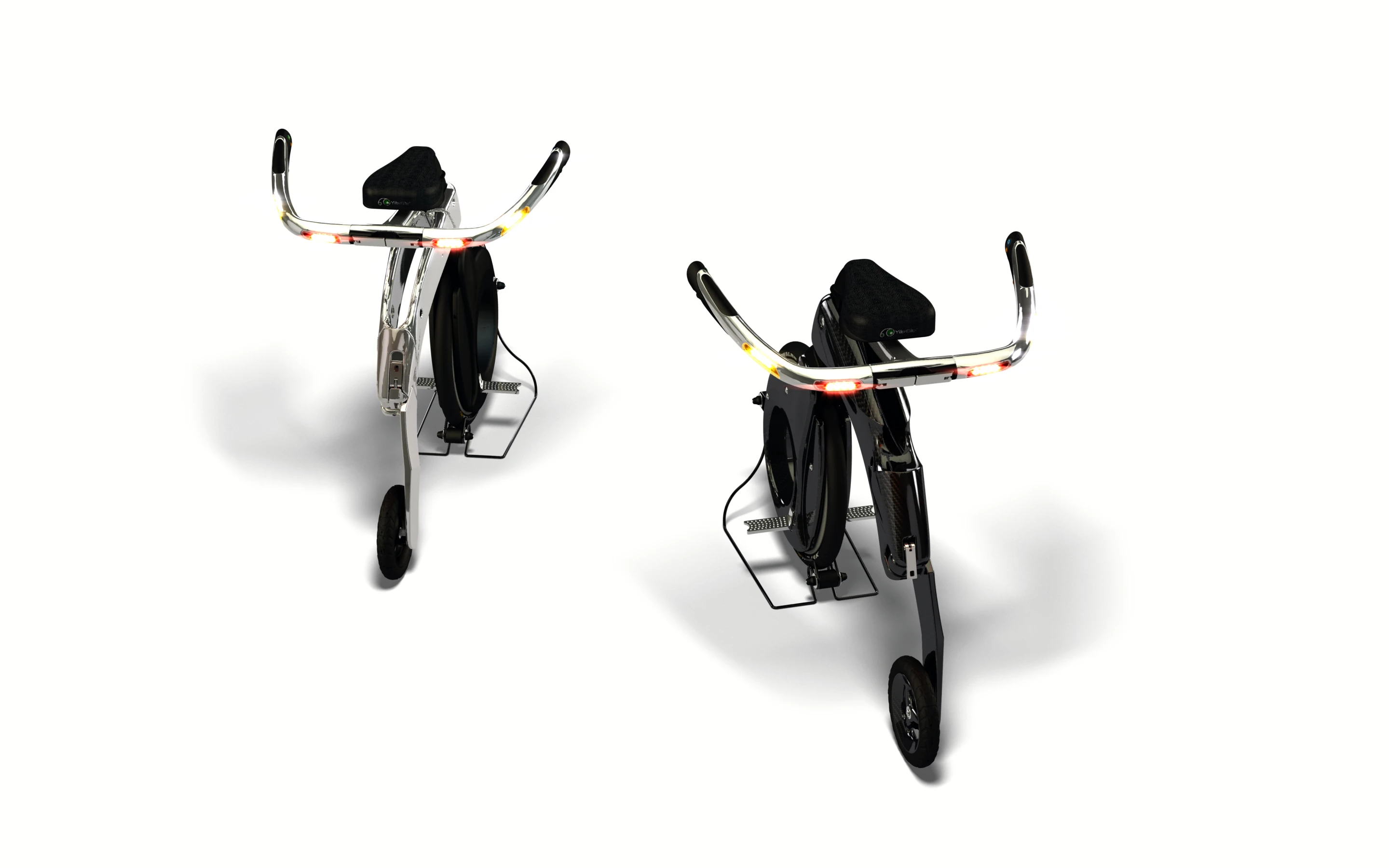 The Yikebike is a miniature, electric penny farthing made of carbon fiber capable of 25km/h (15 mph) with a range of 10 km or 20 km if you carry a spare battery
