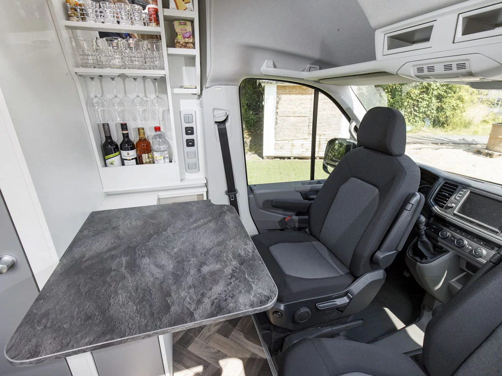 A better look at the Schwabenmobil Florida Tango dining area and minibar