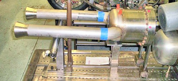 Dual nozzles attached to combustion chamber (Photo: Glenn Brittian)