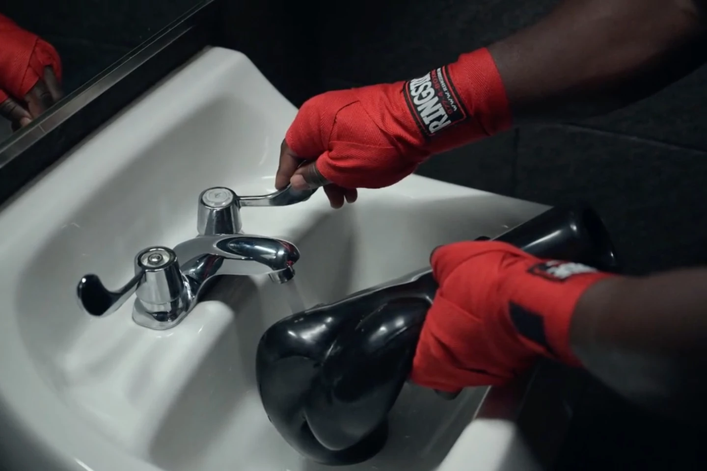 Although the gloves can be filled directly from the sink, they come with a measuring bottle to ensure that each glove gets the same amount of water