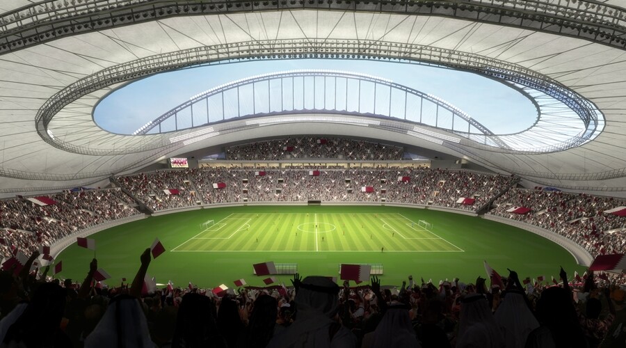 The view from the stands at the Khalifa International Stadium