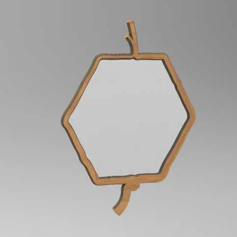 A hexagonal mirror surround after harvesting and finishing